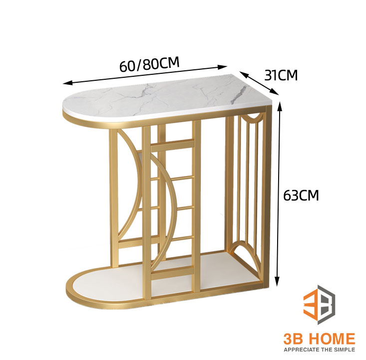 Kệ Bàn Trà Khung Thép Mặt Đá Phiến Tự Nhiên KBT06