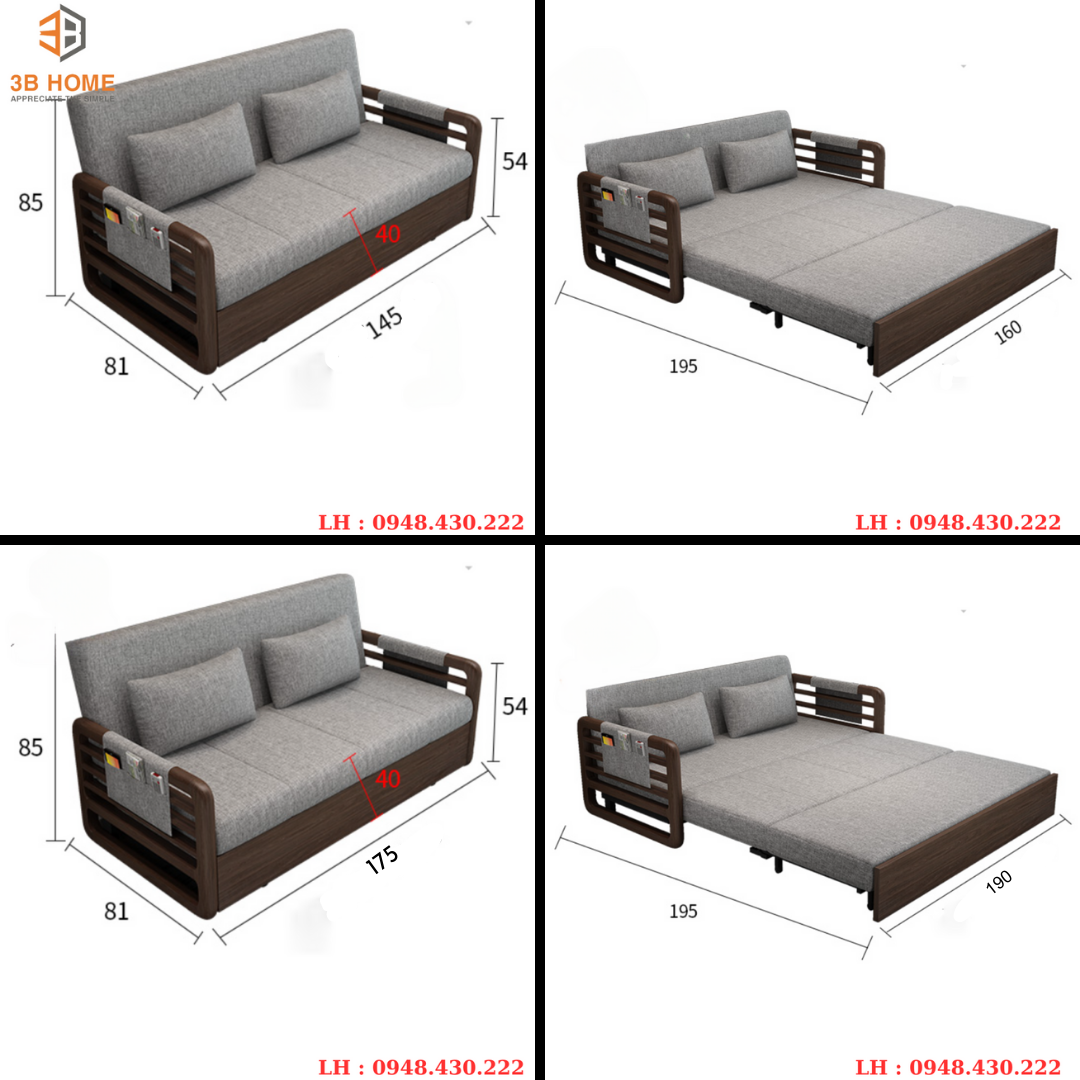 Sofa Giường Thông Minh Khung Gỗ Bọc Vải Tinh Tế SFG15