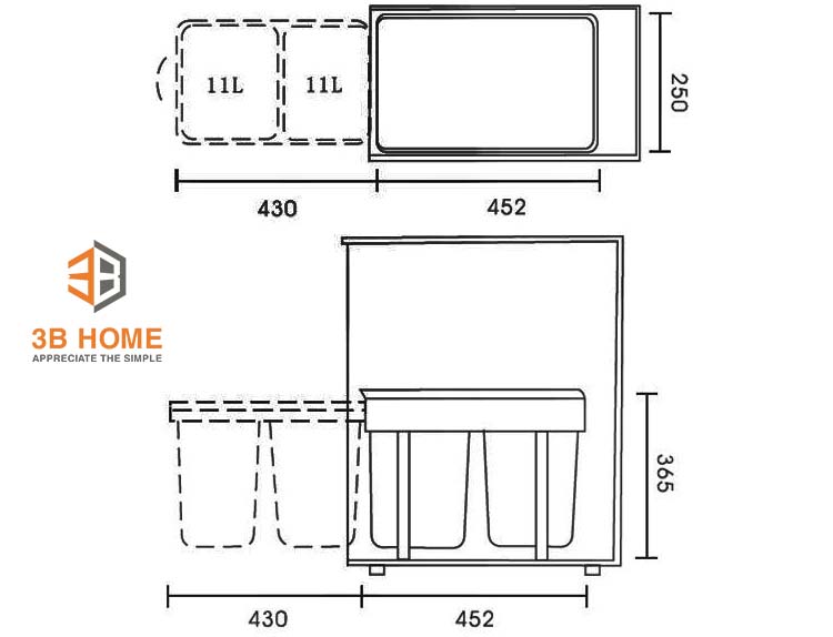 Thùng rác âm tủ TR02